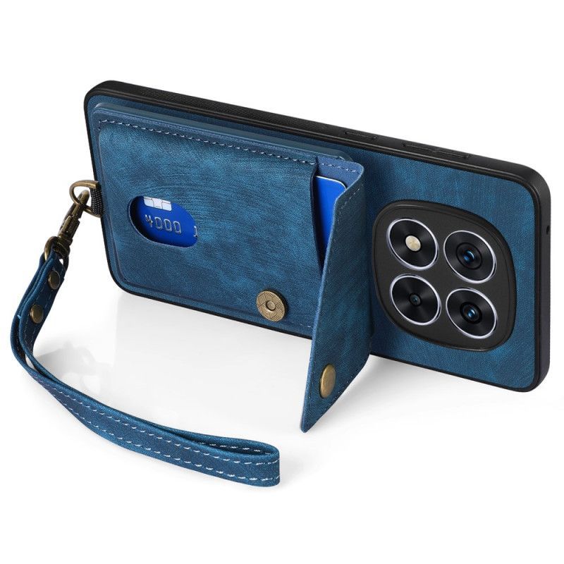 Coque Xiaomi Redmi Note 14 Pro 5G / Poco X7Effet Cuir Porte-cartes et Lanière