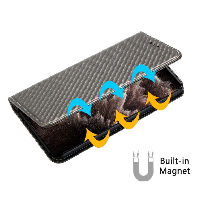 Flip Cover Xiaomi Redmi Note 14 Pro Plus 5G / 14 Pro 5G / Poco X7 Fibre Carbone à Lanière