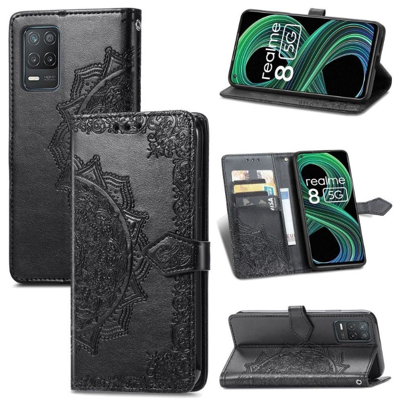 Housse Realme 8 5G Mandala relief en simili cuir