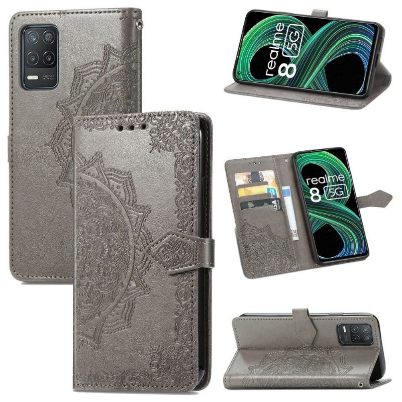 Housse Realme 8 5G Mandala relief en simili cuir