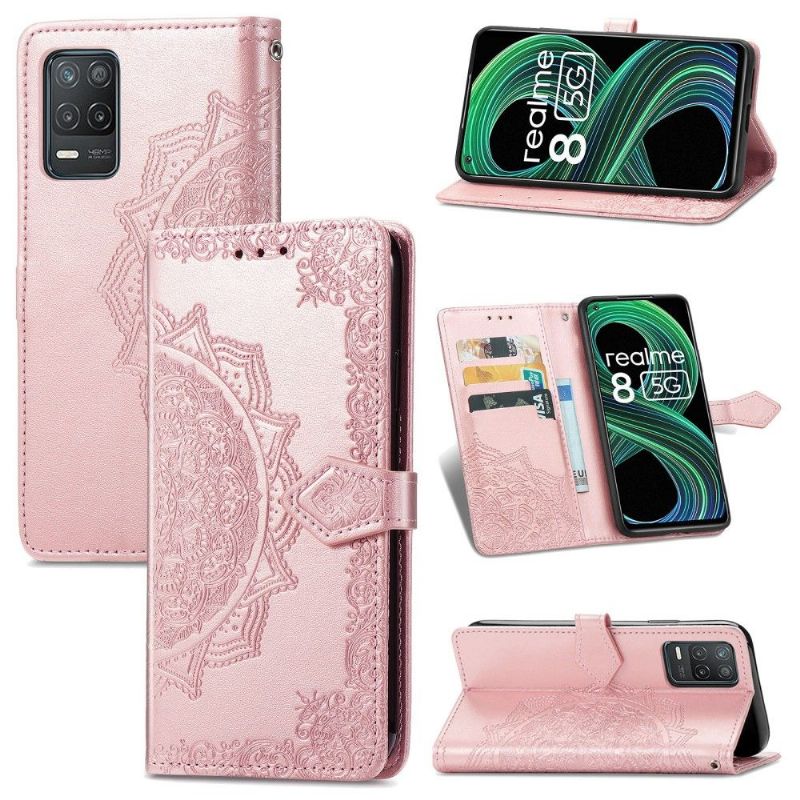 Housse Realme 8 5G Mandala relief en simili cuir