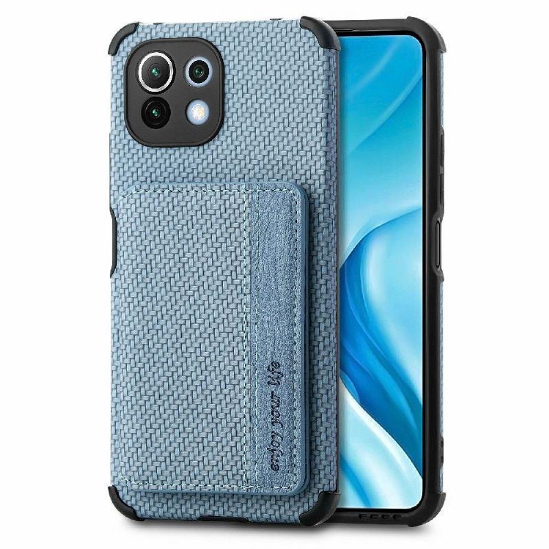 Coque Xiaomi 11 Lite 5G NE, Mi 11 Lite 4G, Mi Lite 5G Fibre Carbone Porte Cartes