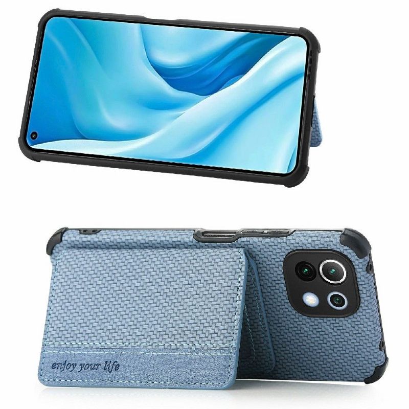 Coque Xiaomi 11 Lite 5G NE, Mi 11 Lite 4G, Mi Lite 5G Fibre Carbone Porte Cartes
