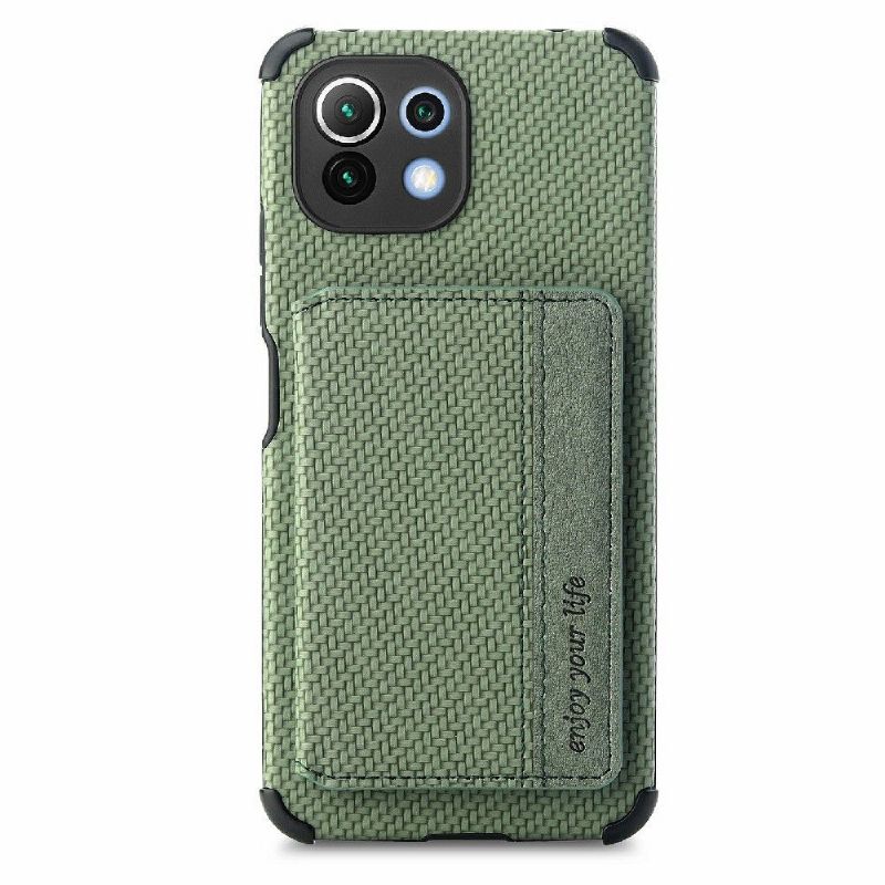 Coque Xiaomi 11 Lite 5G NE, Mi 11 Lite 4G, Mi Lite 5G Fibre Carbone Porte Cartes