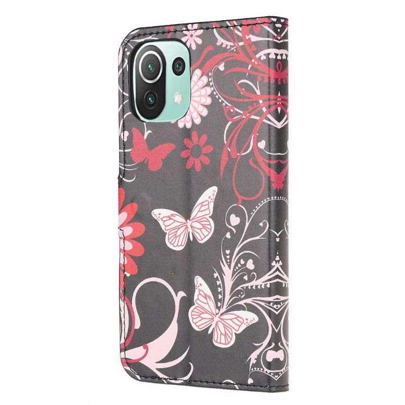 Housse Xiaomi 11 Lite 5G NE, Mi 11 Lite 4G, 5G Papillons et fleurs