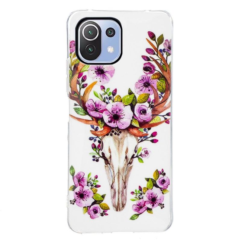 Xiaomi 11 Lite 5G NE / Mi 11 Lite / 5G - Coque Luminous Cerf et fleurs