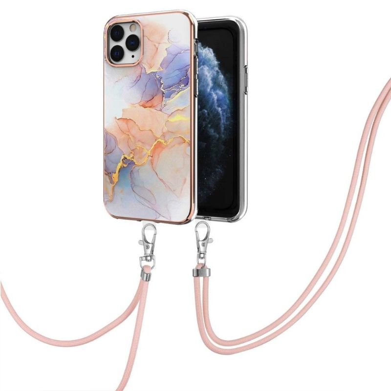 Coque iPhone 11 Pro Max à cordon marbre coloré