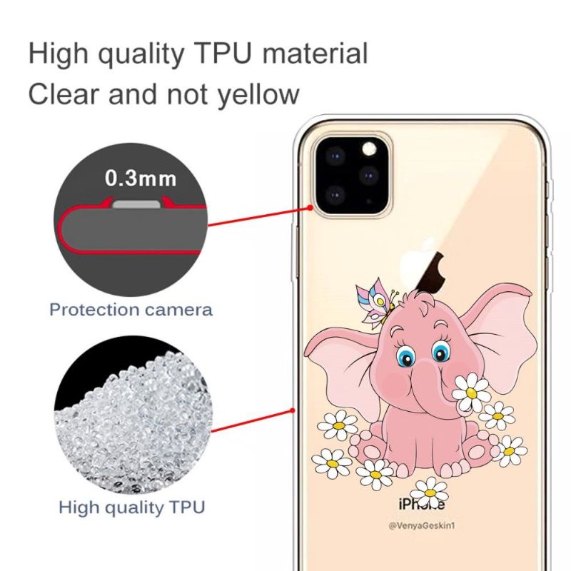 iPhone 11 Pro Max - Coque Éléphant Fleurs