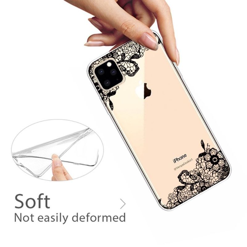 iPhone 11 Pro Max - Coque transparente fleur dentelle