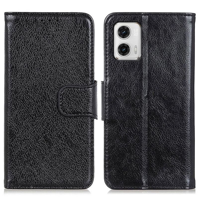 Housse Moto G73 5G Cuir Fendu Nappa
