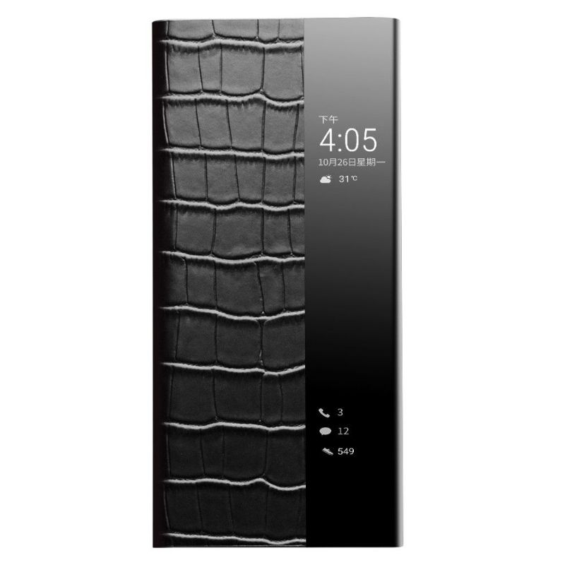 Housse Huawei P50 Pro en cuir effet croco avec rabat fenêtre