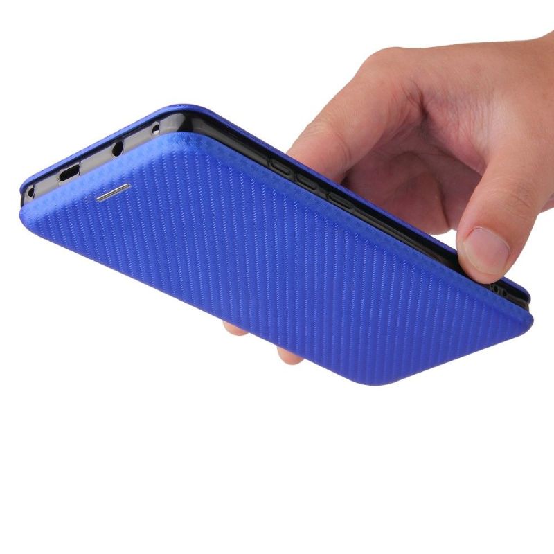 Housse Huawei P50 Pro simili cuir fibre de carbone