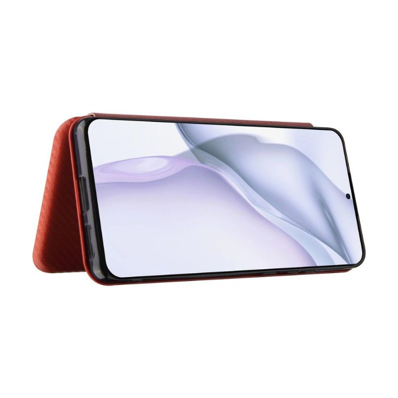 Housse Huawei P50 Pro simili cuir fibre de carbone