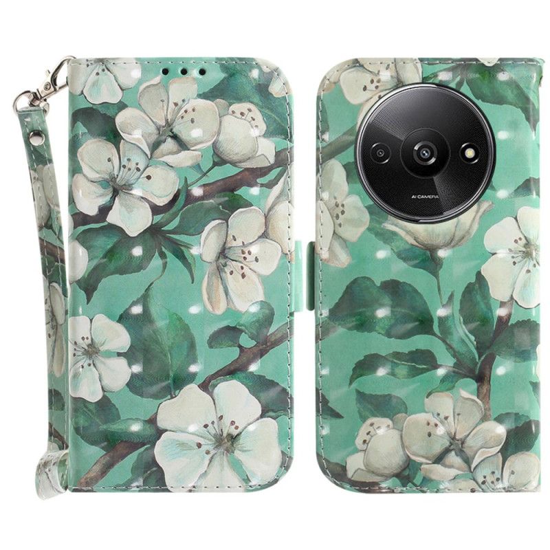 Housse Xiaomi Redmi A3 / Poco C61 Fleurs Aquarelle à Lanière