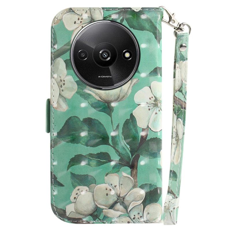Housse Xiaomi Redmi A3 / Poco C61 Fleurs Aquarelle à Lanière