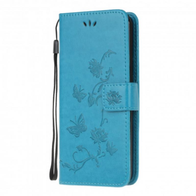 Housse Moto G100 Papillons Et Fleurs À Lanière