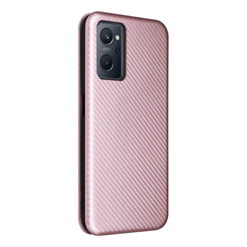Housse Realme 9i simili cuir fibre de carbone