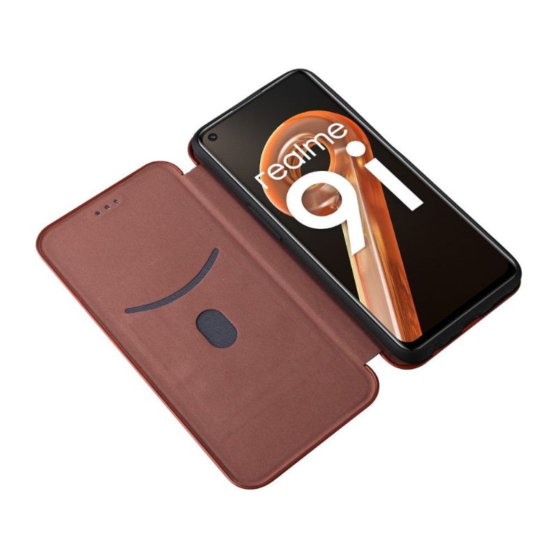 Housse Realme 9i simili cuir fibre de carbone