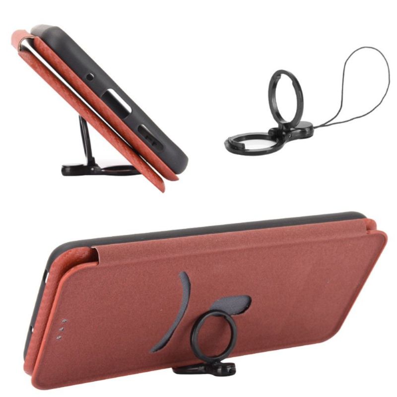 Housse Realme 9i simili cuir fibre de carbone