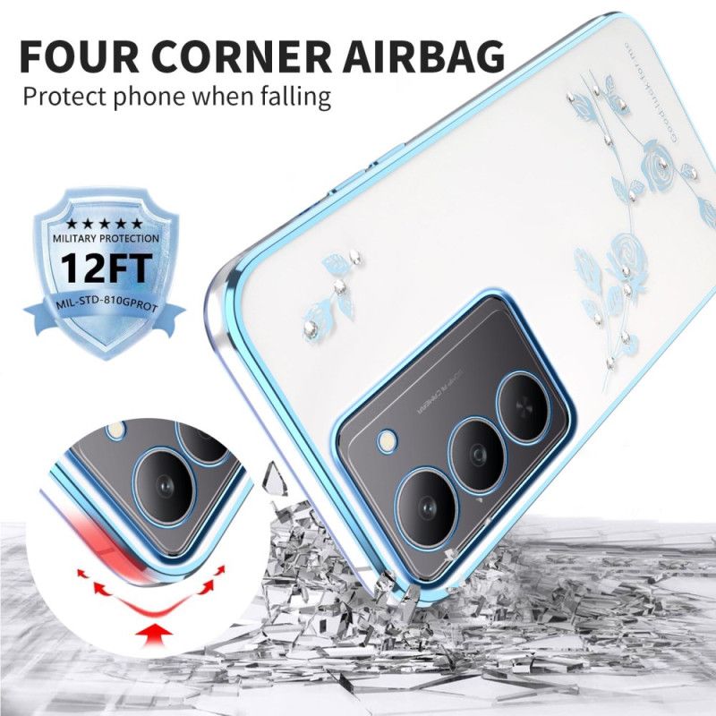 Coque Realme 14X 5G Décoration Florale et Strass KADEM