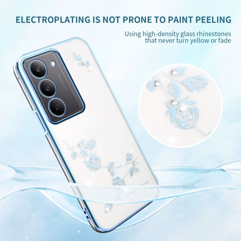 Coque Realme 14X 5G Décoration Florale et Strass KADEM