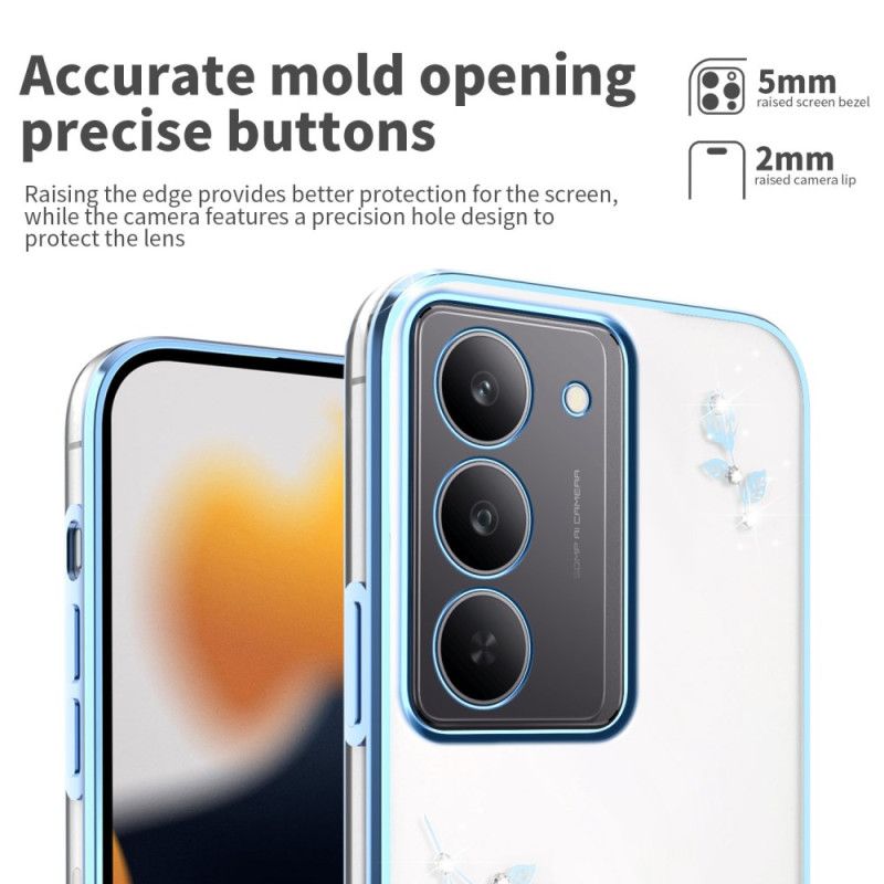 Coque Realme 14X 5G Décoration Florale et Strass KADEM