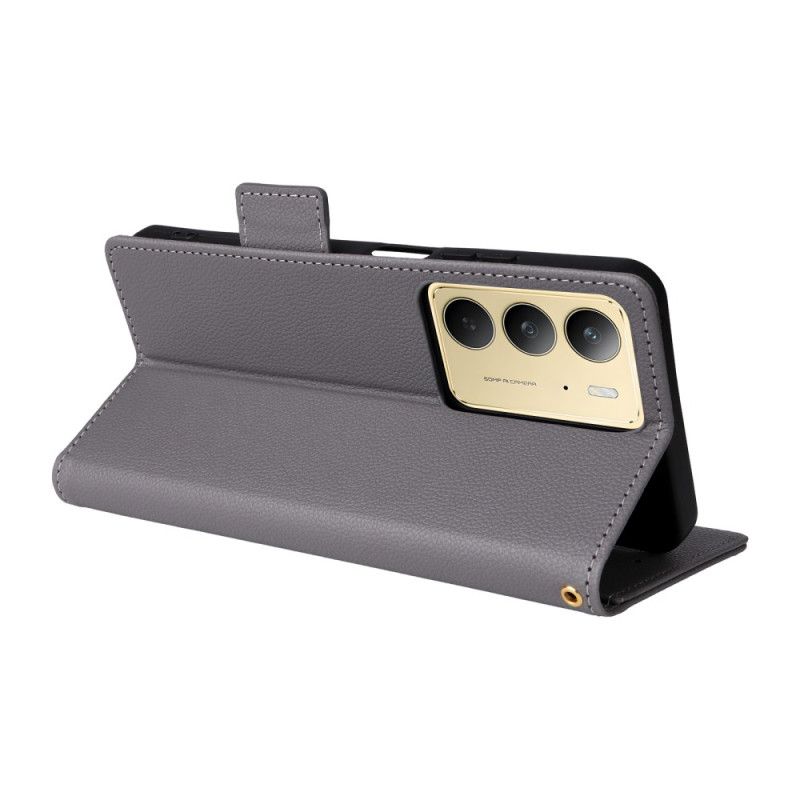 Housse Realme 14X 5G / C75 Simili Cuir Litchi à Lanière