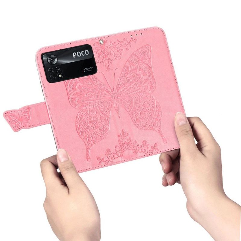 Housse Xiaomi Poco X4 Pro 5G Papillon Relief