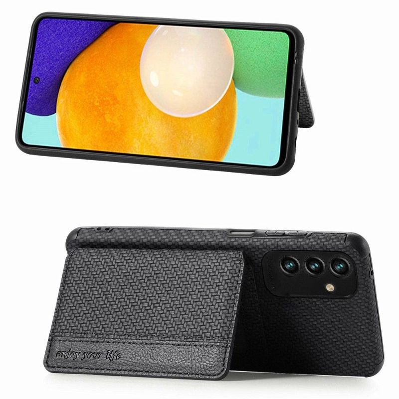 Coque Samsung Galaxy M23 5G Fibre Carbone Porte-Cartes Fonction Support
