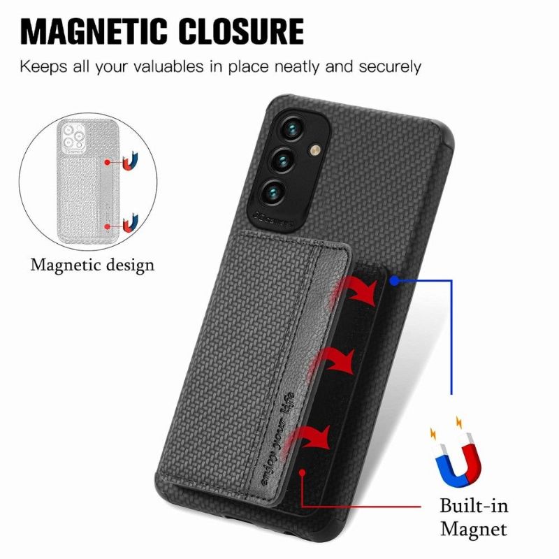 Coque Samsung Galaxy M23 5G Fibre Carbone Porte-Cartes Fonction Support