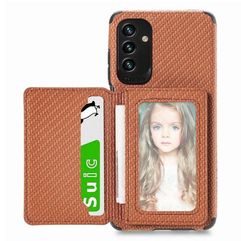Coque Samsung Galaxy M23 5G Fibre Carbone Porte-Cartes Fonction Support