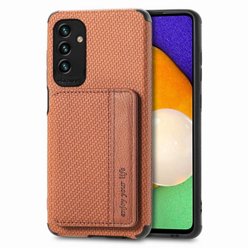 Coque Samsung Galaxy M23 5G Fibre Carbone Porte-Cartes Fonction Support