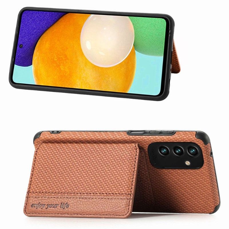 Coque Samsung Galaxy M23 5G Fibre Carbone Porte-Cartes Fonction Support