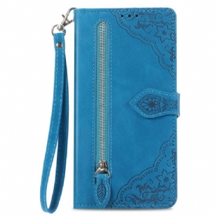 Housse Xiaomi Redmi Note 14 Pro Plus 5G Dentelle avec Poche à Fermeture Éclair