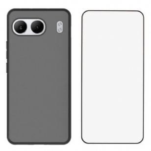 Coque OnePlus Nord 4 Silicone Mat avec Protection d'Écran en Verre Trempé
