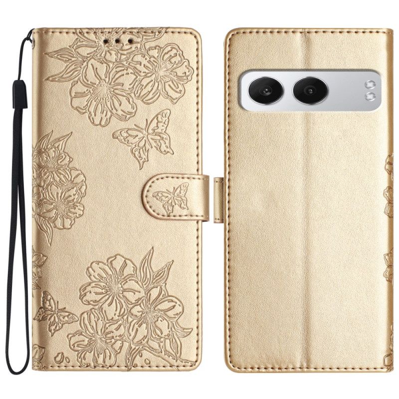 Housse OnePlus Nord 4 Design Floral à Lanière