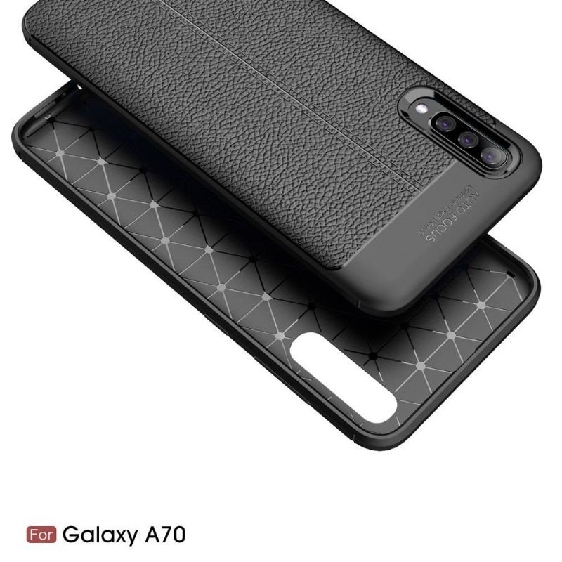 Samsung Galaxy A70 - Coque gel finition simili cuir