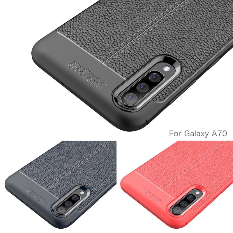 Samsung Galaxy A70 - Coque gel finition simili cuir