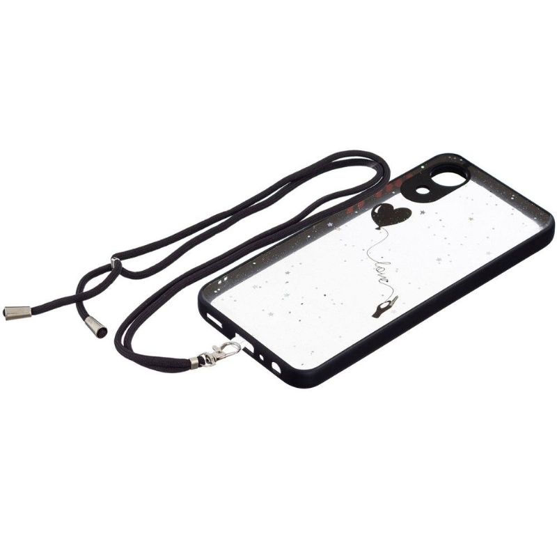 Coque Samsung Galaxy A03 Core à cordon ballon coeur volant