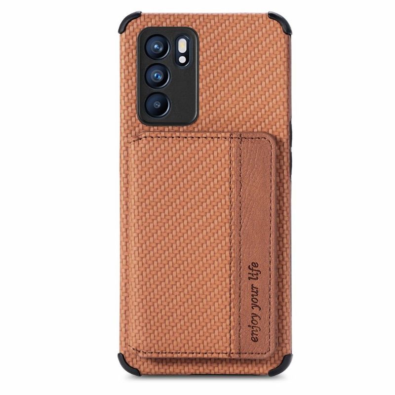 Coque Oppo Reno 6 5G Fibre Carbone Porte Cartes