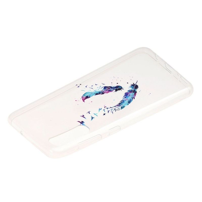 Samsung Galaxy A50 - Coque transparente plumes et oiseaux