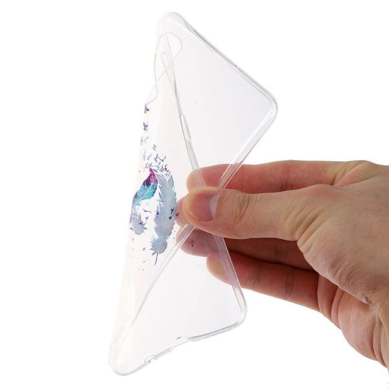 Samsung Galaxy A50 - Coque transparente plumes et oiseaux