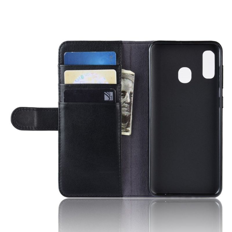 Samsung Galaxy A20e - Étui cuir premium portefeuille - Noir