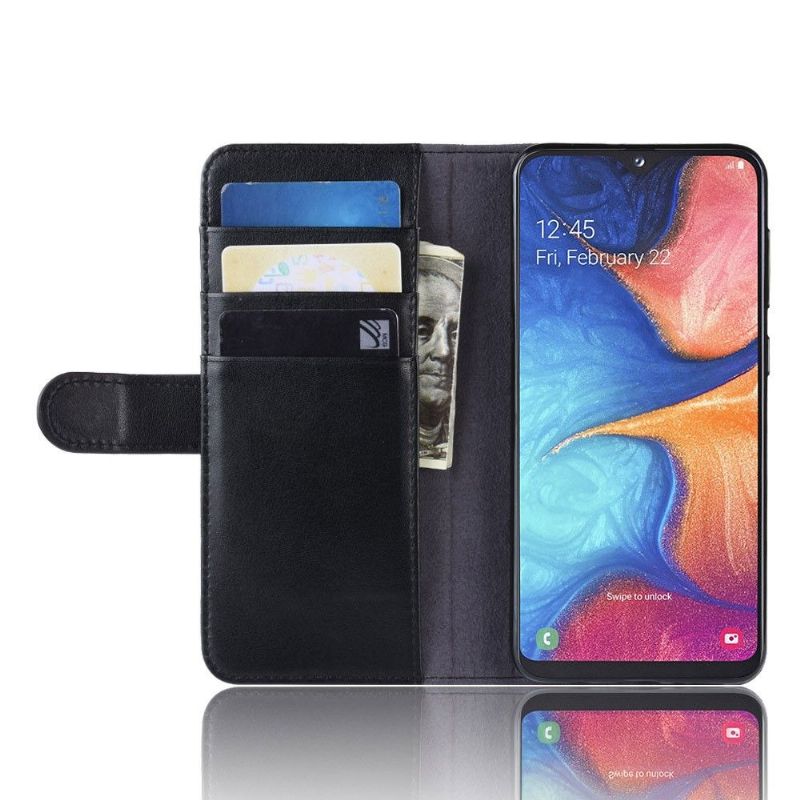 Samsung Galaxy A20e - Étui cuir premium portefeuille - Noir