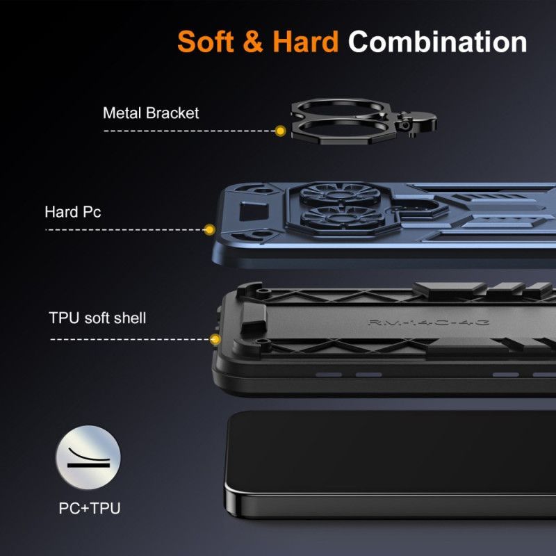 Coque Xiaomi Redmi Note 14 5G Anneau-Support Effet Métal
