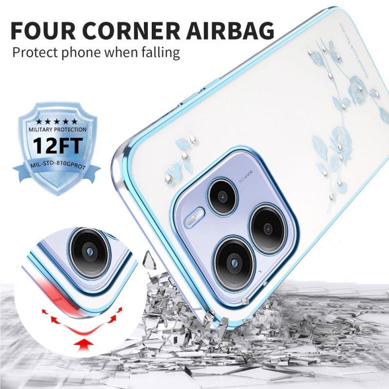 Coque Xiaomi Redmi Note 14 5G Fleurs et Strass KADEM