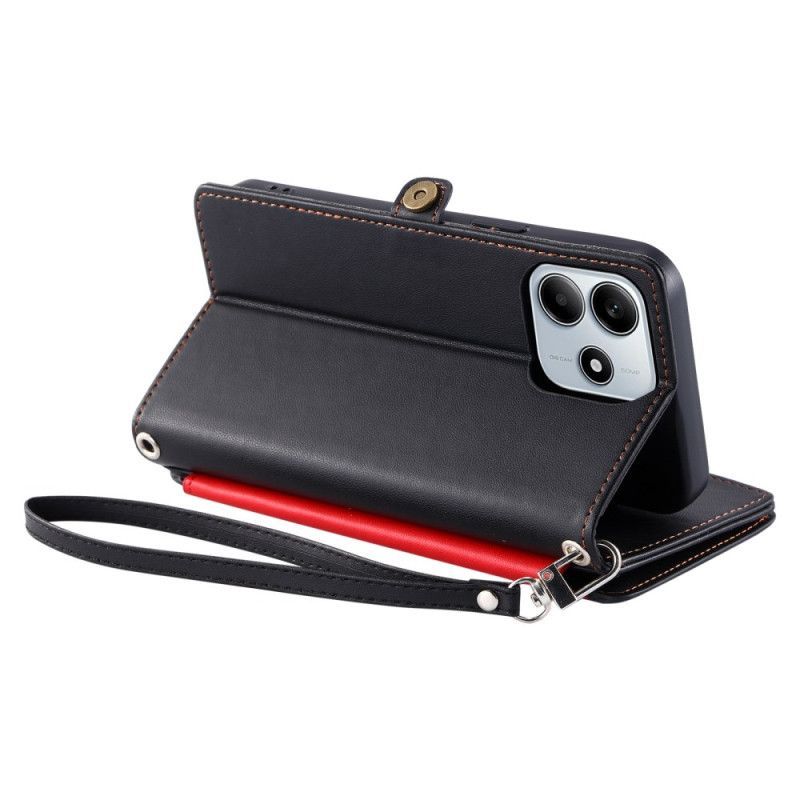 Housse Xiaomi Redmi Note 14 5G Portefeuille et Lanière Ajustable