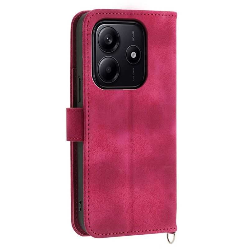 Housse Xiaomi Redmi Note 14 5G Portefeuille Motif Dentelle avec Lanière et Bandoulière
