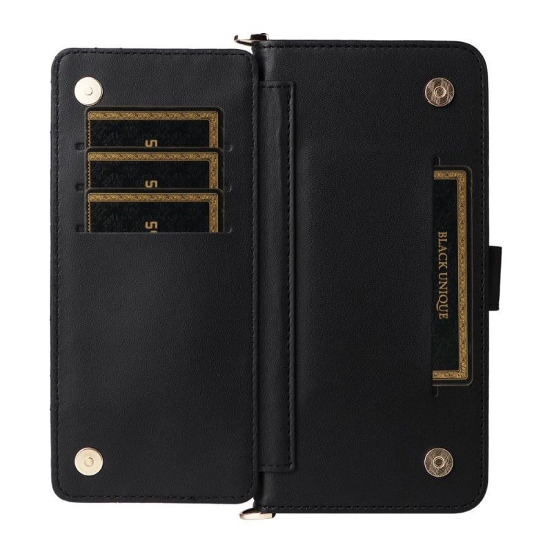 Housse Oppo Reno 13F 4G / 5G / FS 5G Premium Rétro à Bandoulière et Lanière