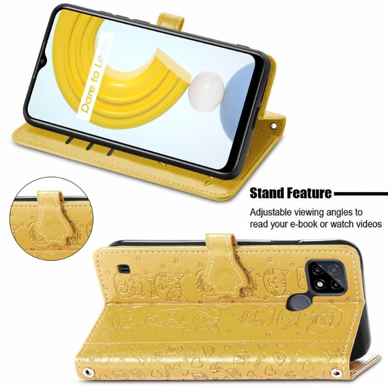 Housse Realme C21 effet cuir animaux en relief